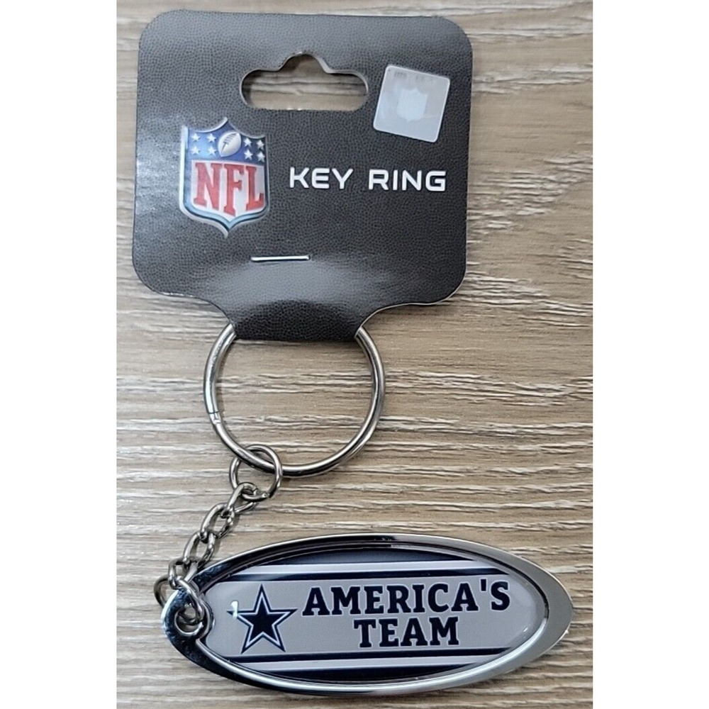 DALLAS COWBOYS AMERICA'S TEAM Long Oval Keychain NEW KEY RING